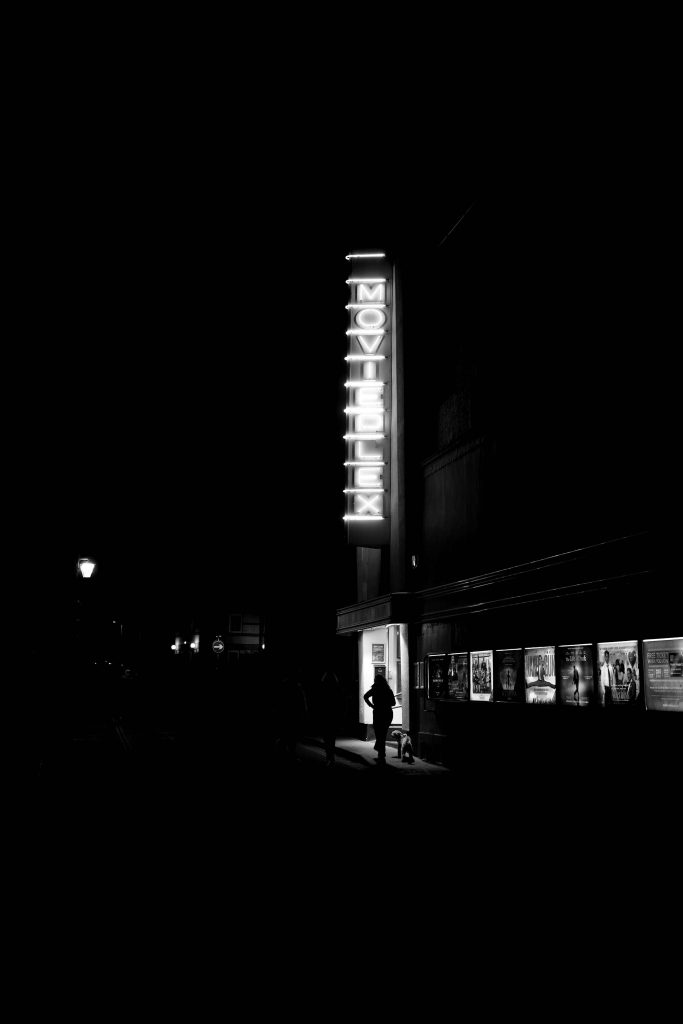 cinema entrance at night
